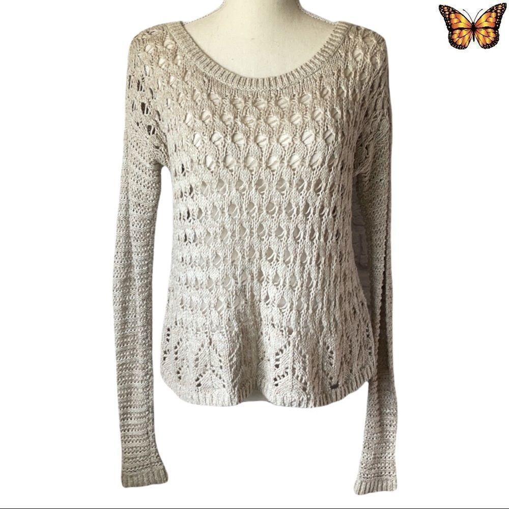 HOLLISTER Crochet Long Sleeve Sweater Size Small